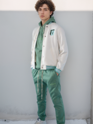 Combo Varsity Jacket Sweet Cotton + Greenery Jogger